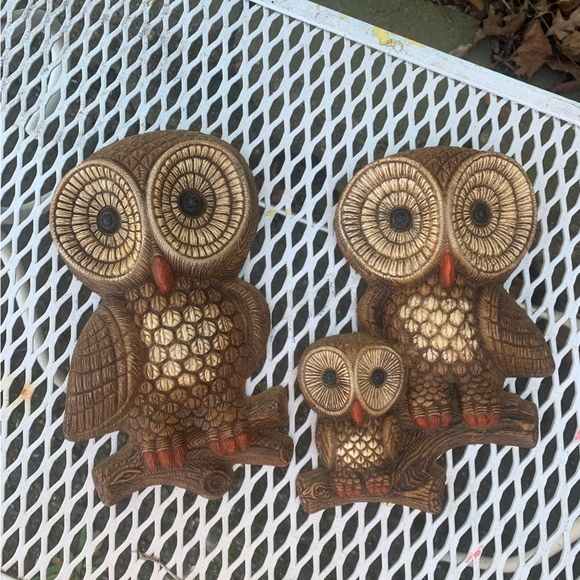 Vintage Other - Vintage Big Brown Eye Owls Hanging Wall Art MCM Retro Set of 2 Foam Craft 1981